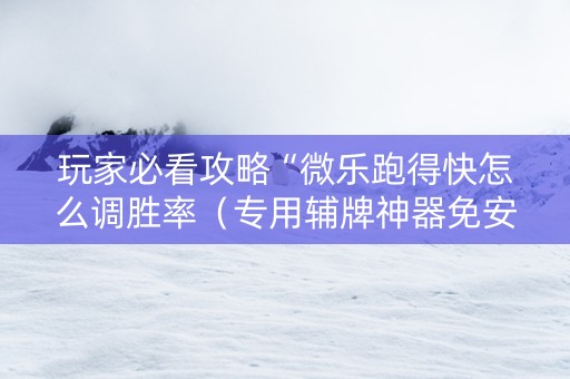 玩家必看攻略“微乐跑得快怎么调胜率（专用辅牌神器免安装）