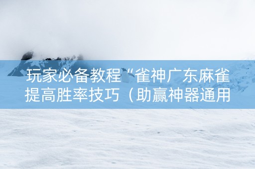 玩家必备教程“雀神广东麻雀提高胜率技巧（助赢神器通用版）
