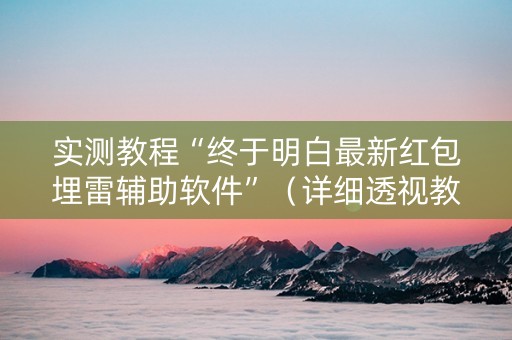 实测教程“终于明白最新红包埋雷辅助软件”（详细透视教程）-哔哩哔哩