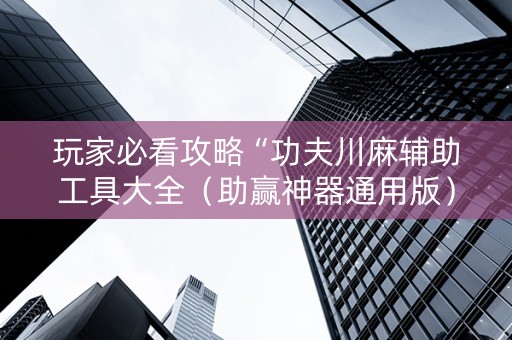 玩家必看攻略“功夫川麻辅助工具大全（助赢神器通用版）