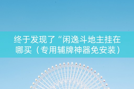终于发现了“闲逸斗地主挂在哪买（专用辅牌神器免安装）
