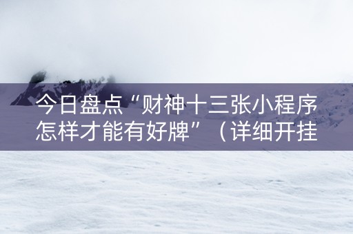 今日盘点“财神十三张小程序怎样才能有好牌”（详细开挂教程）-哔哩哔哩