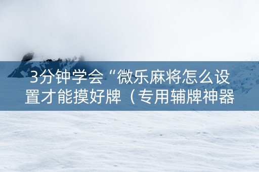 3分钟学会“微乐麻将怎么设置才能摸好牌（专用辅牌神器免安装）