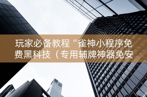 玩家必备教程“雀神小程序免费黑科技（专用辅牌神器免安装）