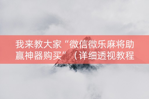 我来教大家“微信微乐麻将助赢神器购买”（详细透视教程）-哔哩哔哩