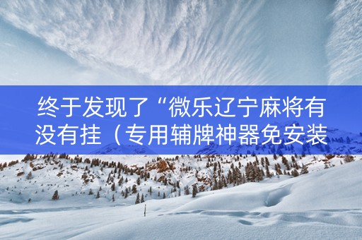 终于发现了“微乐辽宁麻将有没有挂（专用辅牌神器免安装）