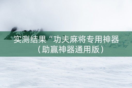 实测结果“功夫麻将专用神器（助赢神器通用版）