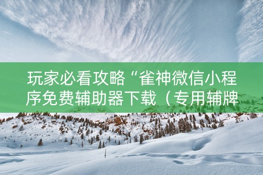 玩家必看攻略“雀神微信小程序免费辅助器下载（专用辅牌神器免安装）