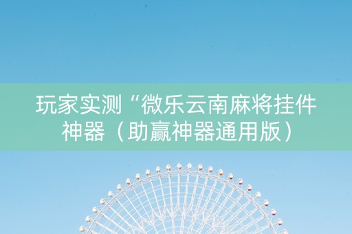玩家实测“微乐云南麻将挂件神器（助赢神器通用版）