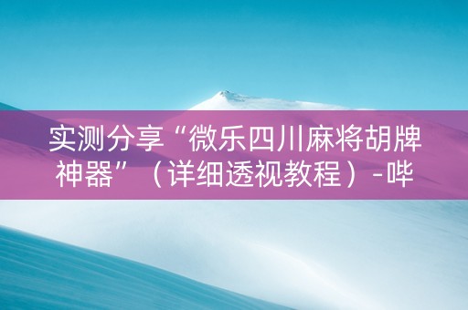 实测分享“微乐四川麻将胡牌神器”（详细透视教程）-哔哩哔哩