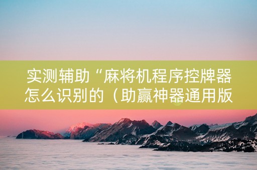 实测辅助“麻将机程序控牌器怎么识别的（助赢神器通用版）