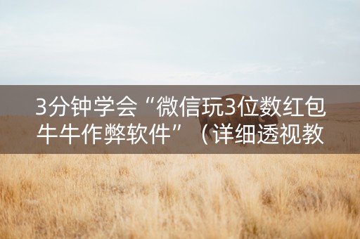 3分钟学会“微信玩3位数红包牛牛作弊软件”（详细透视教程）-哔哩哔哩
