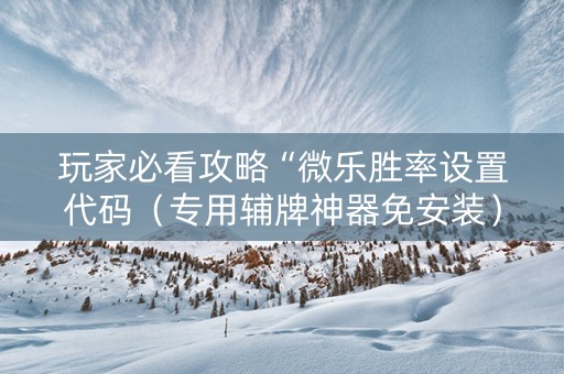 玩家必看攻略“微乐胜率设置代码（专用辅牌神器免安装）