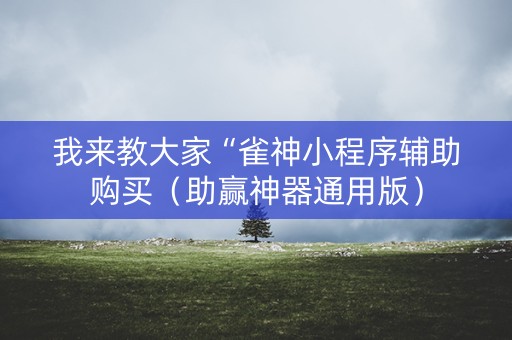 我来教大家“雀神小程序辅助购买（助赢神器通用版）