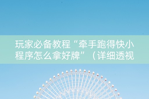 玩家必备教程“牵手跑得快小程序怎么拿好牌”（详细透视教程）-哔哩哔哩