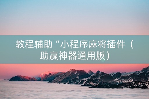 教程辅助“小程序麻将插件（助赢神器通用版）