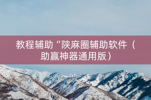 教程辅助“陕麻圈辅助软件（助赢神器通用版）