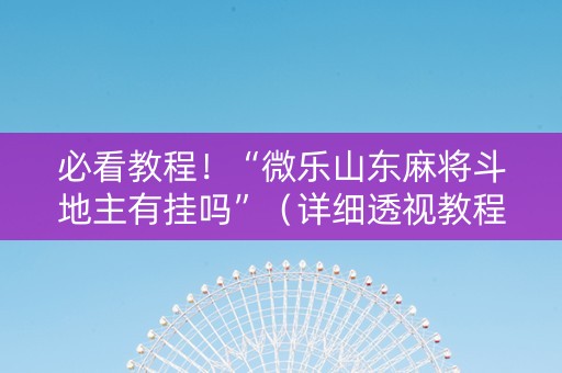 必看教程！“微乐山东麻将斗地主有挂吗”（详细透视教程）-哔哩哔哩
