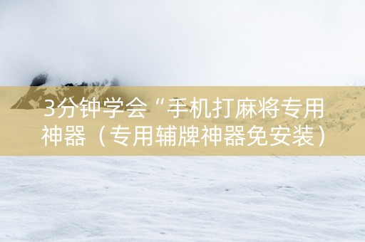 3分钟学会“手机打麻将专用神器（专用辅牌神器免安装）