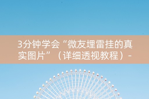3分钟学会“微友埋雷挂的真实图片”（详细透视教程）-哔哩哔哩