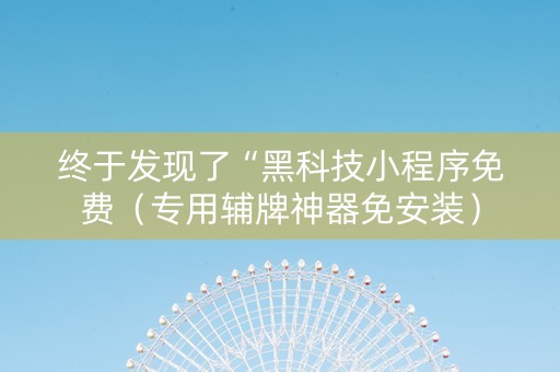 终于发现了“黑科技小程序免费（专用辅牌神器免安装）