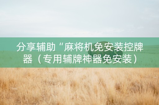 分享辅助“麻将机免安装控牌器（专用辅牌神器免安装）