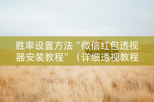 胜率设置方法“微信红包透视器安装教程”（详细透视教程）-哔哩哔哩