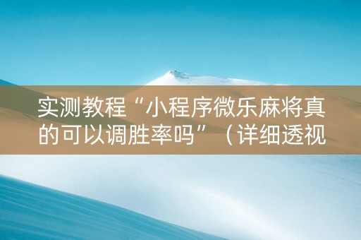 实测教程“小程序微乐麻将真的可以调胜率吗”（详细透视教程）-哔哩哔哩