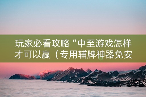 玩家必看攻略“中至游戏怎样才可以赢（专用辅牌神器免安装）