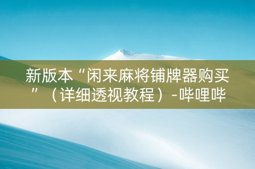 新版本“闲来麻将铺牌器购买”（详细透视教程）-哔哩哔哩