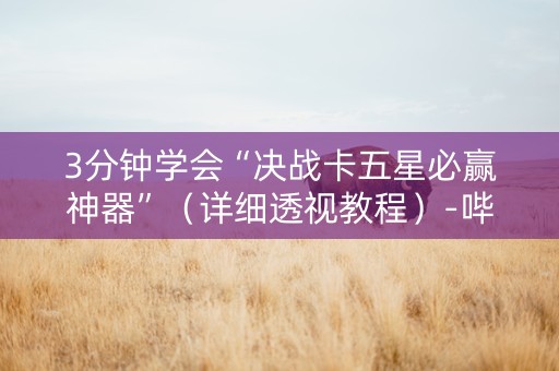 3分钟学会“决战卡五星必赢神器”（详细透视教程）-哔哩哔哩