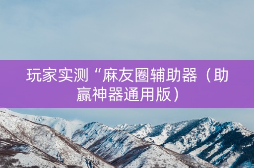 玩家实测“麻友圈辅助器（助赢神器通用版）