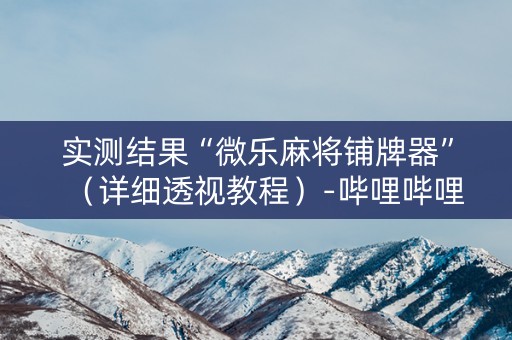 实测结果“微乐麻将铺牌器”（详细透视教程）-哔哩哔哩