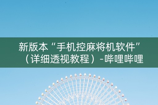 新版本“手机控麻将机软件”（详细透视教程）-哔哩哔哩