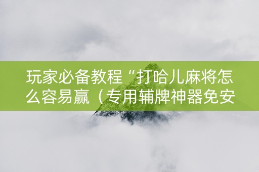 玩家必备教程“打哈儿麻将怎么容易赢（专用辅牌神器免安装）