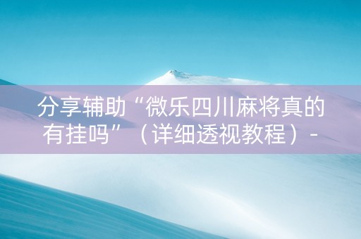 分享辅助“微乐四川麻将真的有挂吗”（详细透视教程）-哔哩哔哩