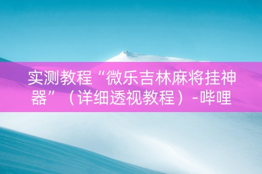 实测教程“微乐吉林麻将挂神器”（详细透视教程）-哔哩哔哩