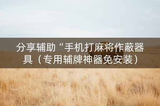 分享辅助“手机打麻将作蔽器具（专用辅牌神器免安装）