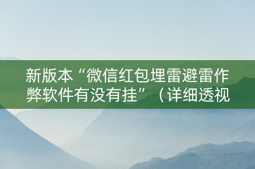 新版本“微信红包埋雷避雷作弊软件有没有挂”（详细透视教程）-哔哩哔哩