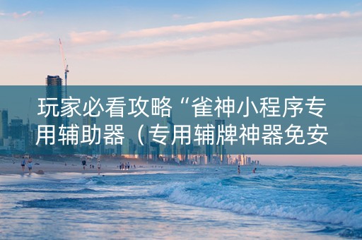玩家必看攻略“雀神小程序专用辅助器（专用辅牌神器免安装）