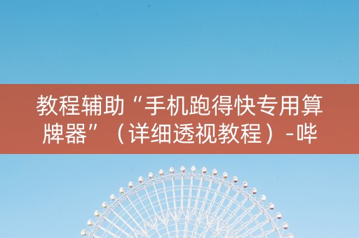 教程辅助“手机跑得快专用算牌器”（详细透视教程）-哔哩哔哩