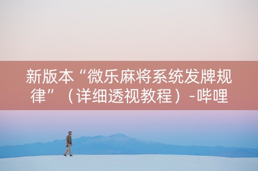 新版本“微乐麻将系统发牌规律”（详细透视教程）-哔哩哔哩
