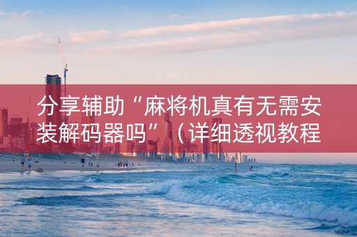 分享辅助“麻将机真有无需安装解码器吗”（详细透视教程）-哔哩哔哩