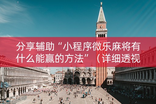 分享辅助“小程序微乐麻将有什么能赢的方法”（详细透视教程）-哔哩哔哩