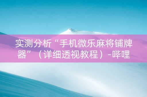 实测分析“手机微乐麻将铺牌器”（详细透视教程）-哔哩哔哩