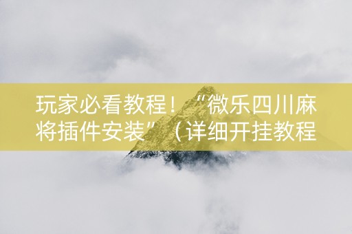 玩家必看教程！“微乐四川麻将插件安装”（详细开挂教程）-哔哩哔哩