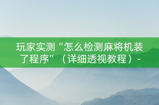 玩家实测“怎么检测麻将机装了程序”（详细透视教程）-哔哩哔哩