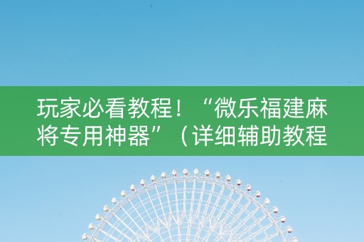 玩家必看教程！“微乐福建麻将专用神器”（详细辅助教程）-哔哩哔哩