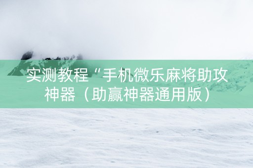 实测教程“手机微乐麻将助攻神器（助赢神器通用版）