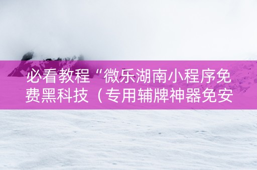 必看教程“微乐湖南小程序免费黑科技（专用辅牌神器免安装）